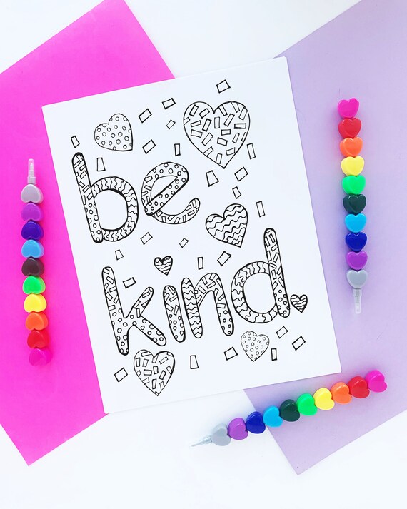 Printable coloring page be kind kids coloring