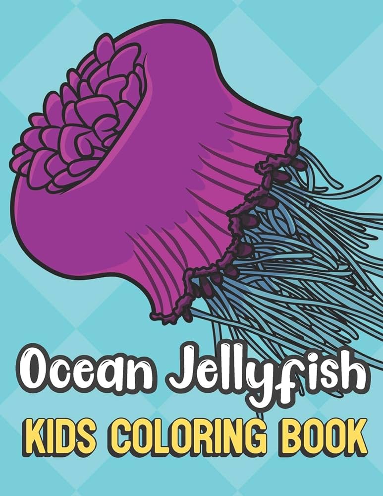 Ocean jellyfish kids coloring book purple jellyfish color book for children of all ages teal diamond design with black white pages for mindfulness and relaxation publishing greetingpages books