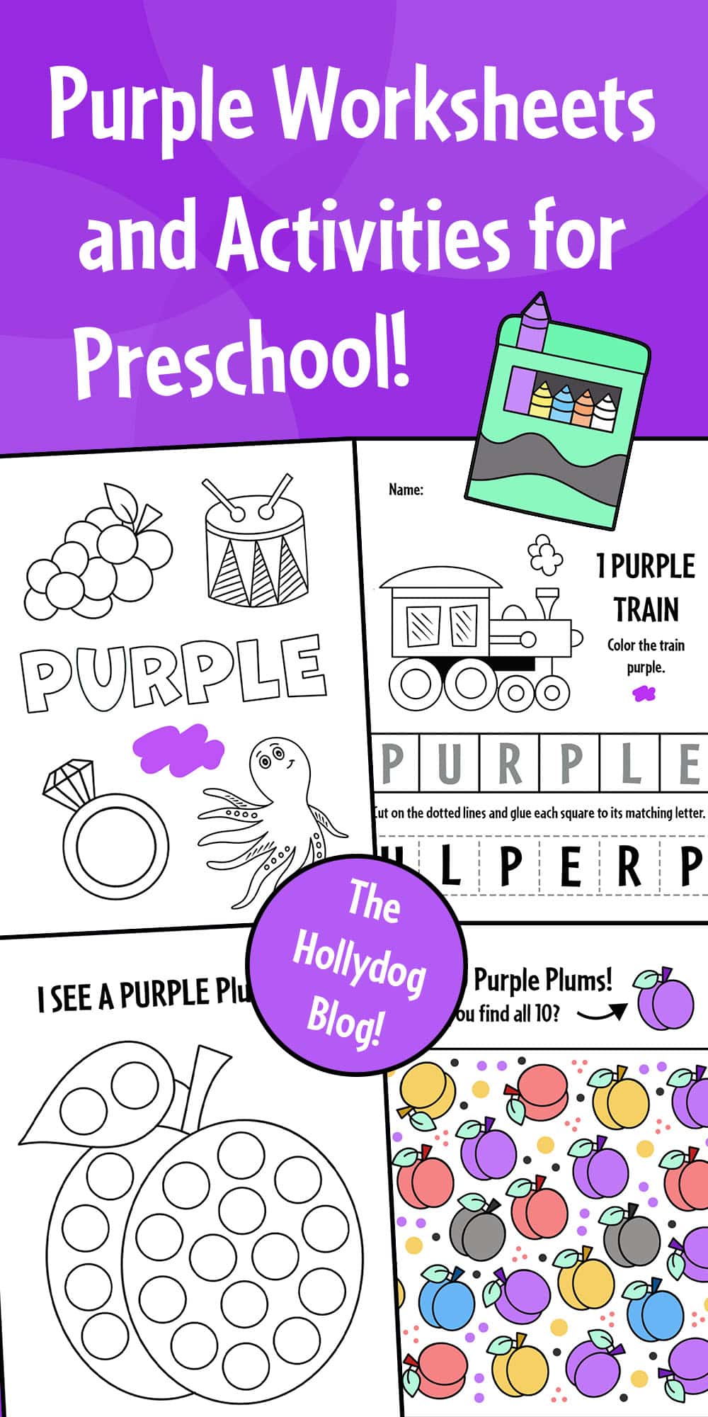 Purple color activities and worksheets for preschool â the hollydog blog