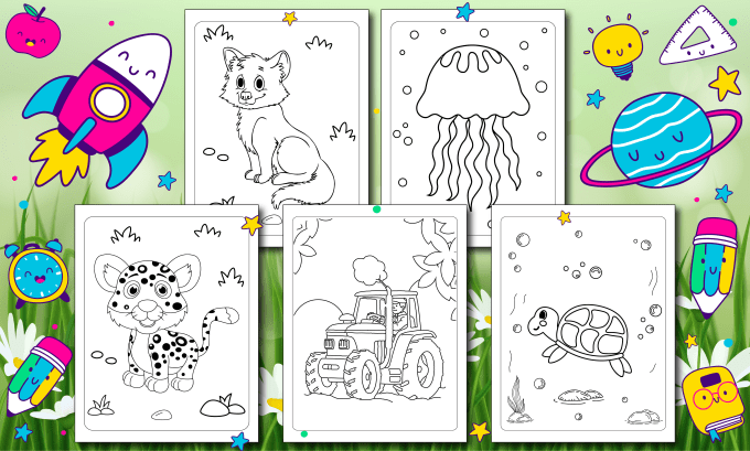 Make kids coloring pages and custom interior for amazon kdp by logocolor