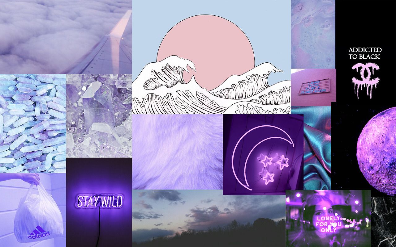 Purple aesthetic laptop background reblog if