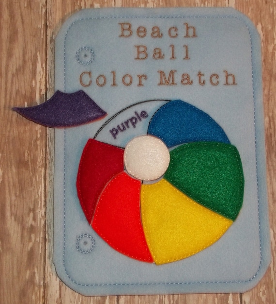 Busy book page beach ball color match page childrens learning toddler learning quiet book page idea toddler quiet book travel game kid
