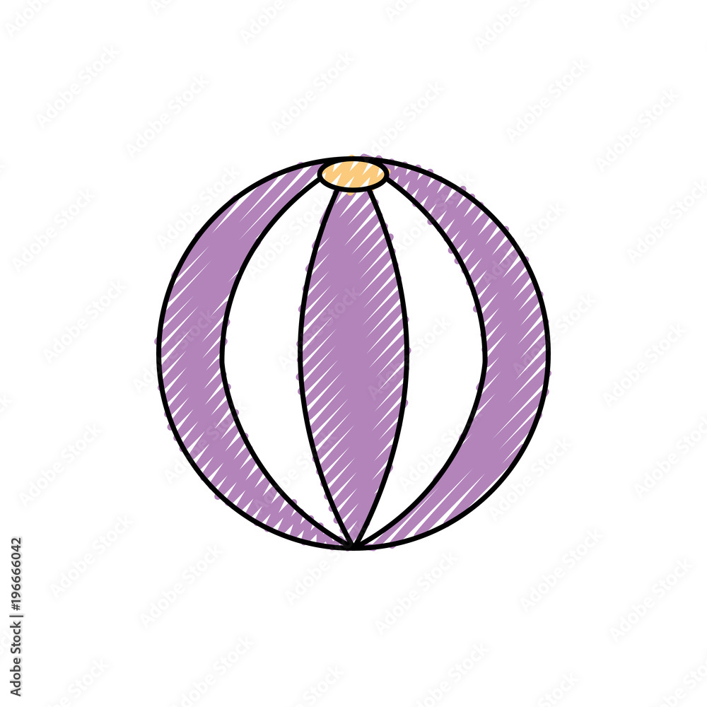 Striped beach ball plastic toy vector illustration drawing color image vector