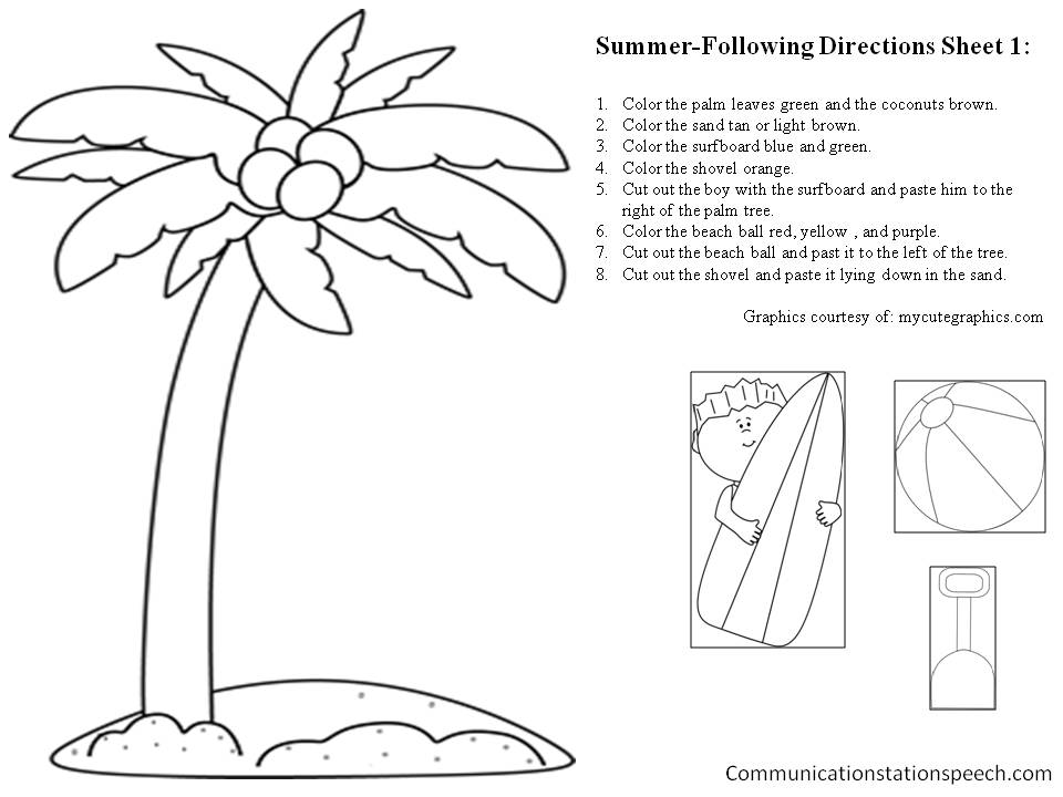 Freebie friday summer directions coloring sheet