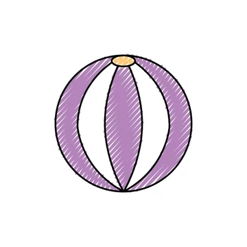 Striped beach ball plastic toy vector illustration drawing color image vector