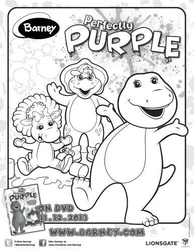 Barney perfectly purple coloring page