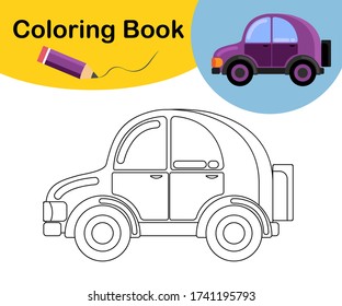 Purple passenger car coloring book children stock vector royalty free