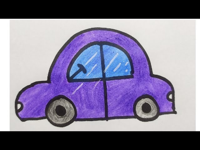 Purple colour car drawingð how to draw a car easy car drawing colouring tutorial