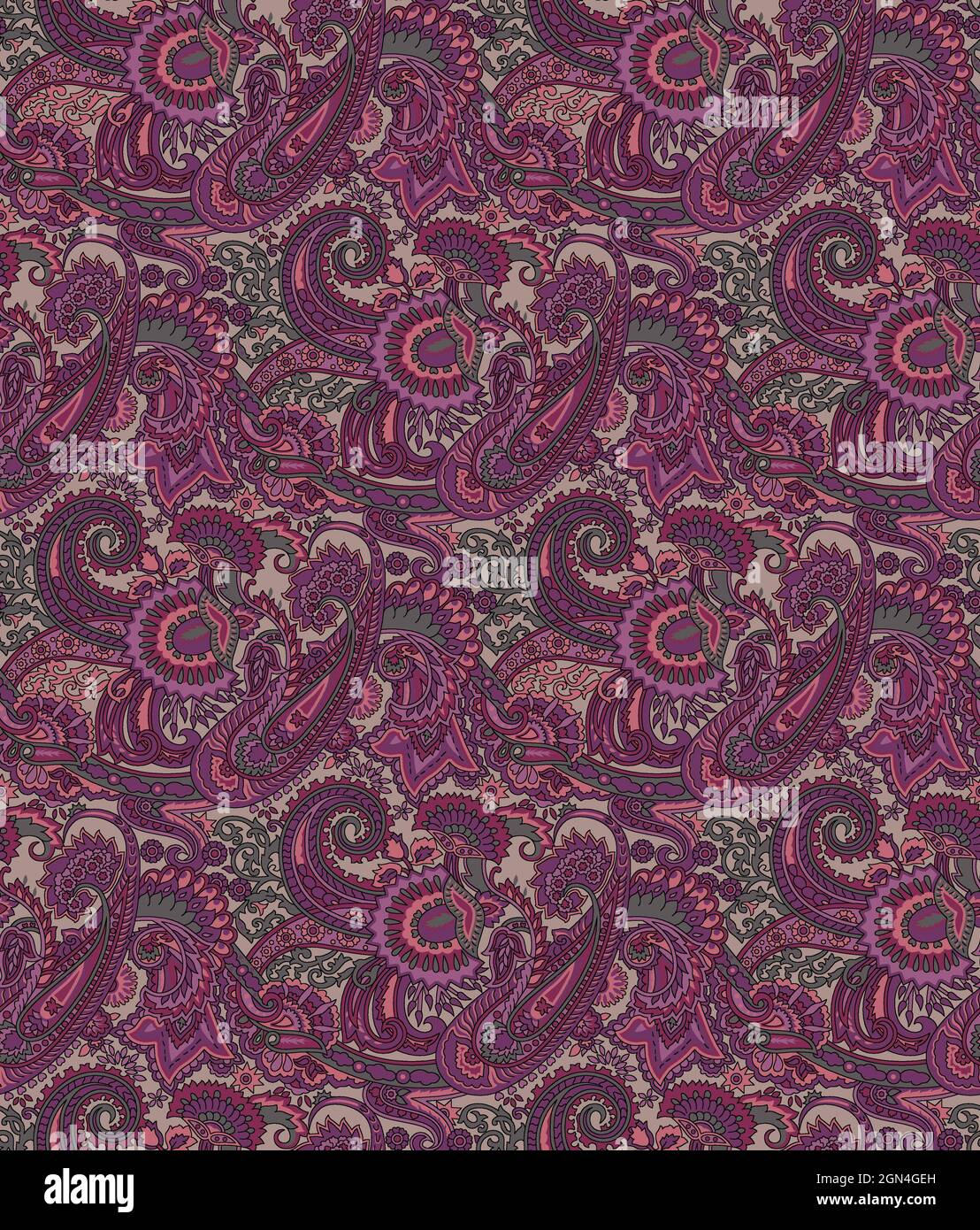 Paisley Purple Fabric, Wallpaper and Home Decor