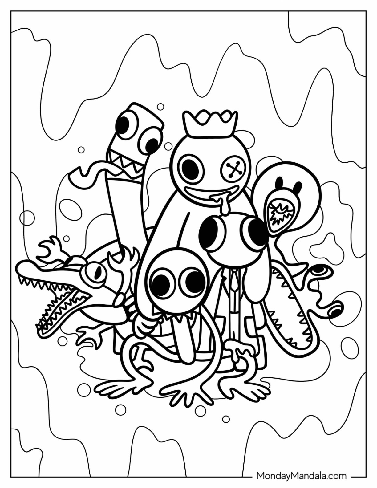 Rainbow friends coloring pages free pdf printables