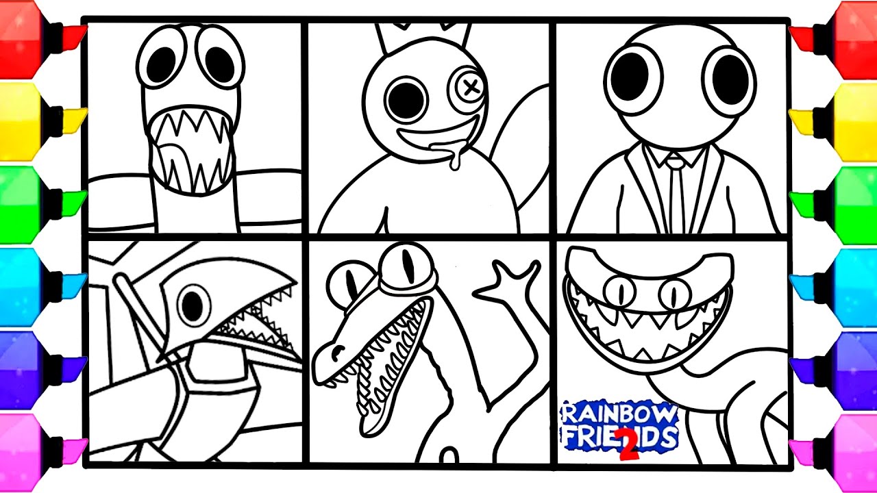 Rainbow friends chapter coloring pages how to color all new monsters from rainbow friends