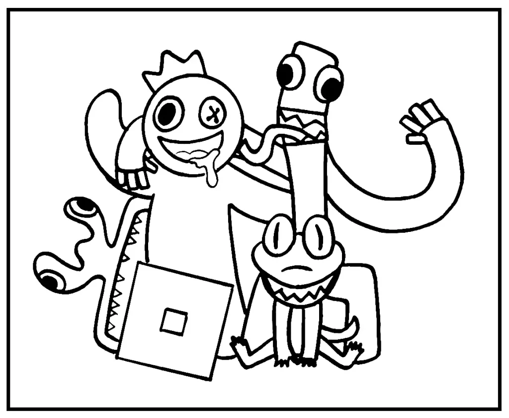 Blue from rainbow friends coloring pages