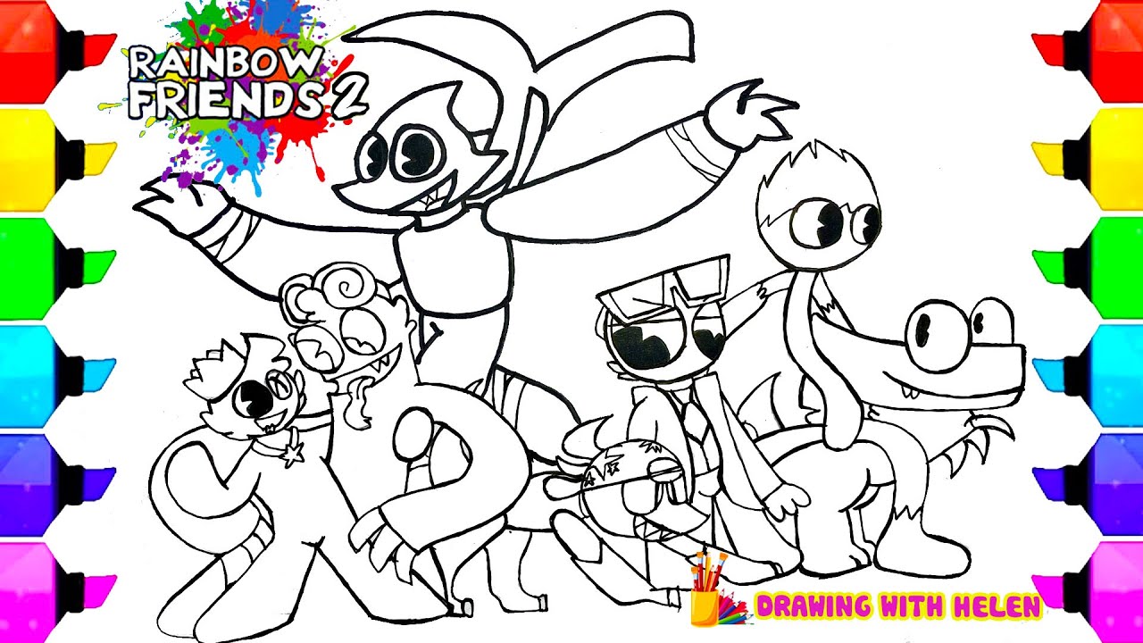 Rainbow friends chapter coloring pages how to color new onsters rainbow friends