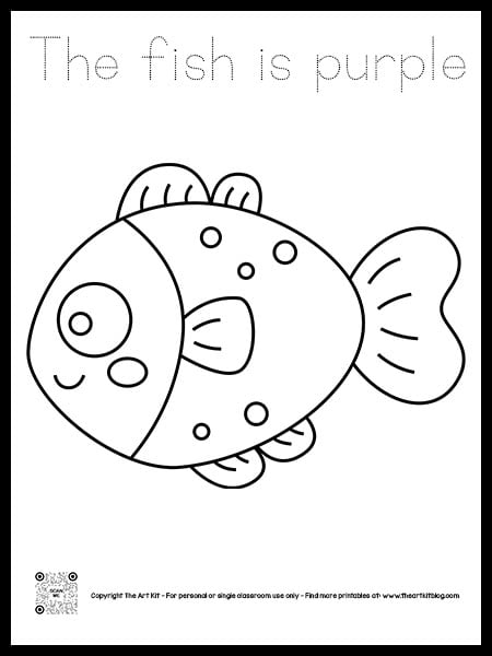 The fish is purple coloring pages â dotted font â the art kit