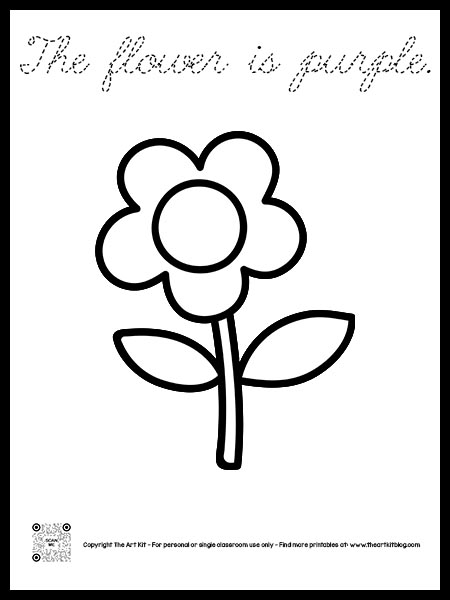 Purple flower coloring pages cursive font â the art kit