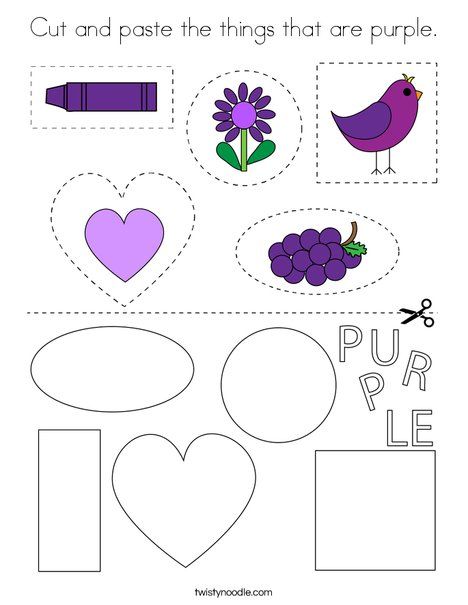 Cut and paste the things that are purple coloring page