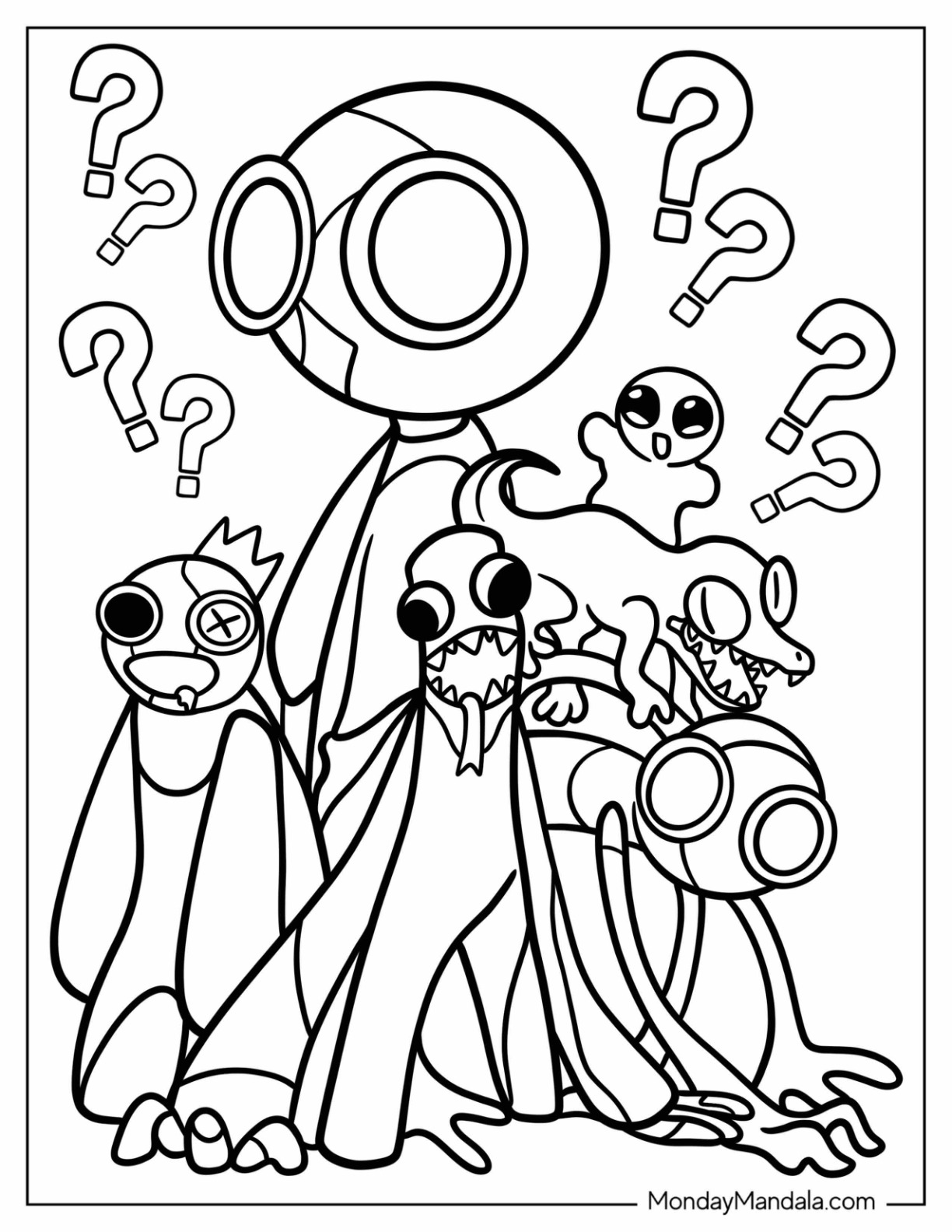 Rainbow friends coloring pages free pdf printables