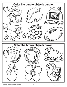 Purple and brown coloring corresponding pictures printable coloring pages