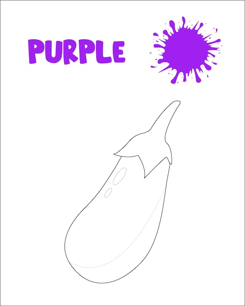 Premium vector purple color eggplant coloring page