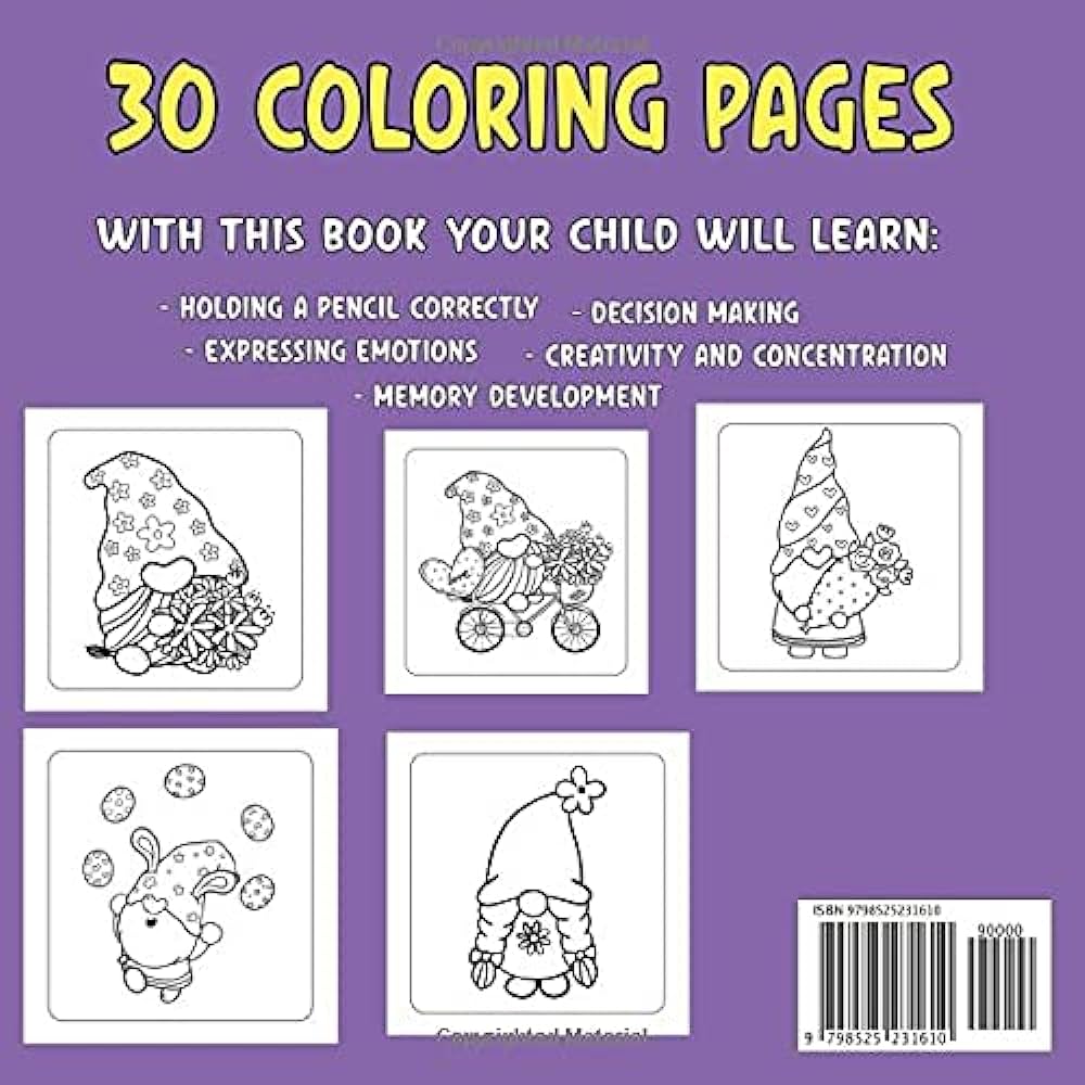 Gnome coloring book for kids coloring pages for boys and girls ages