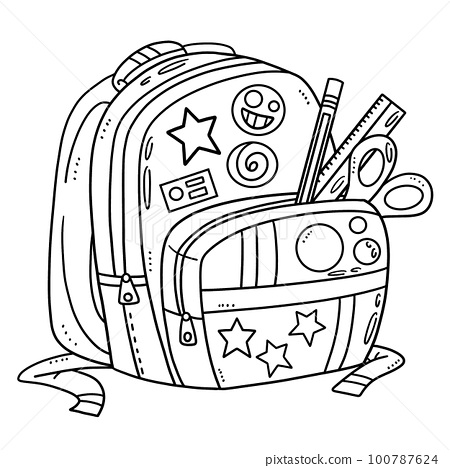 Back to school bag isolated coloring page for kids