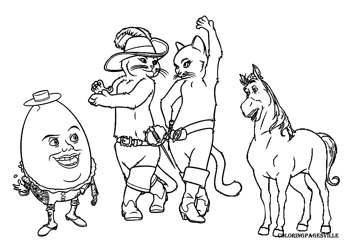 Puss in boots coloring pages