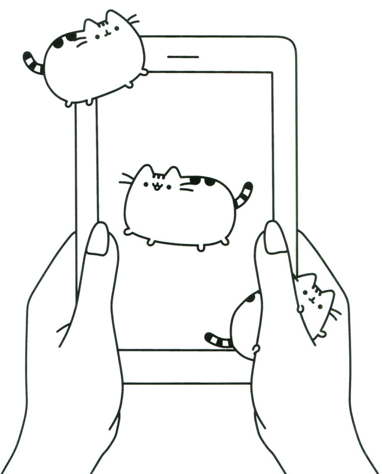 Kawaii pusheen the cat smartphone coloring sheet pusheen coloring pages cat coloring page cute coloring pages