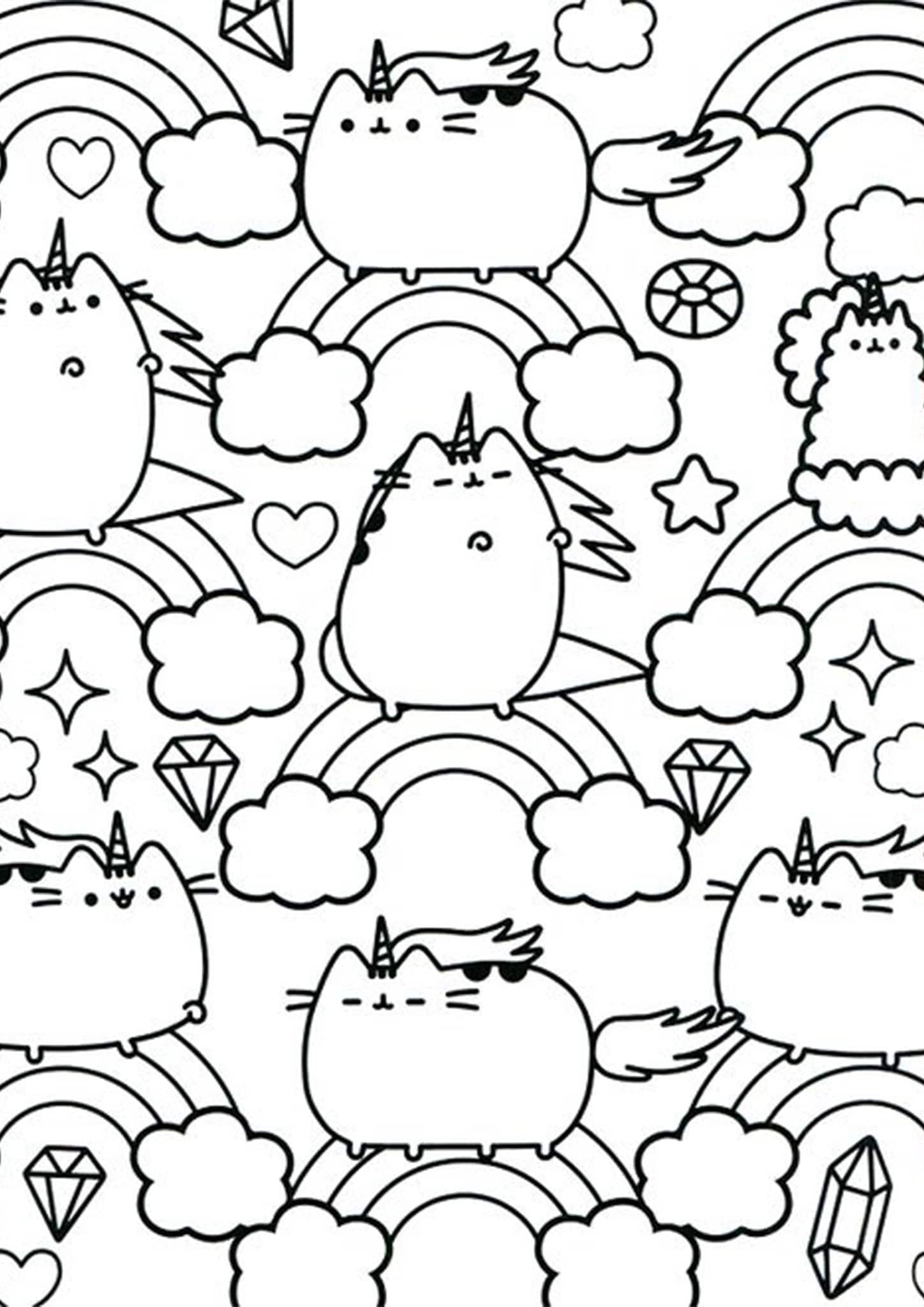 Free easy to print pusheen coloring pages