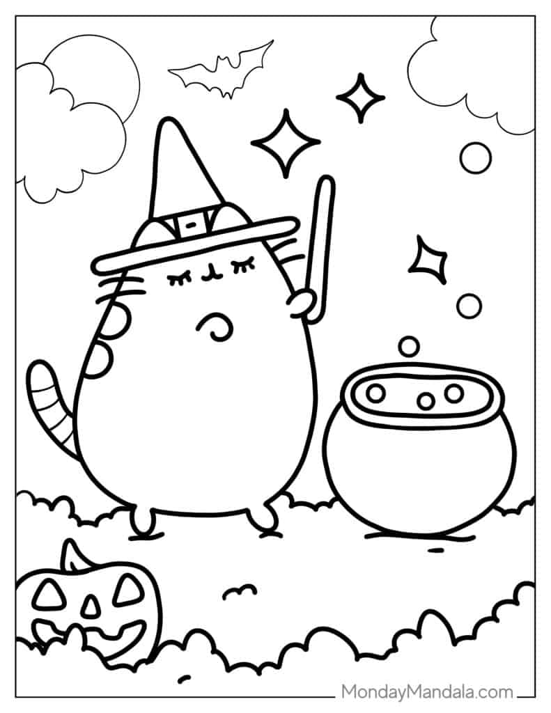 Pusheen coloring pages free pdf printables