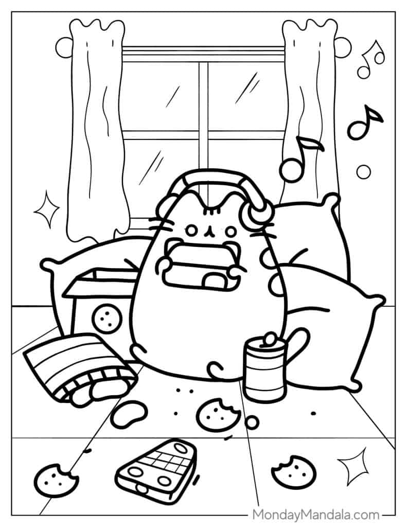 Pusheen coloring pages free pdf printables