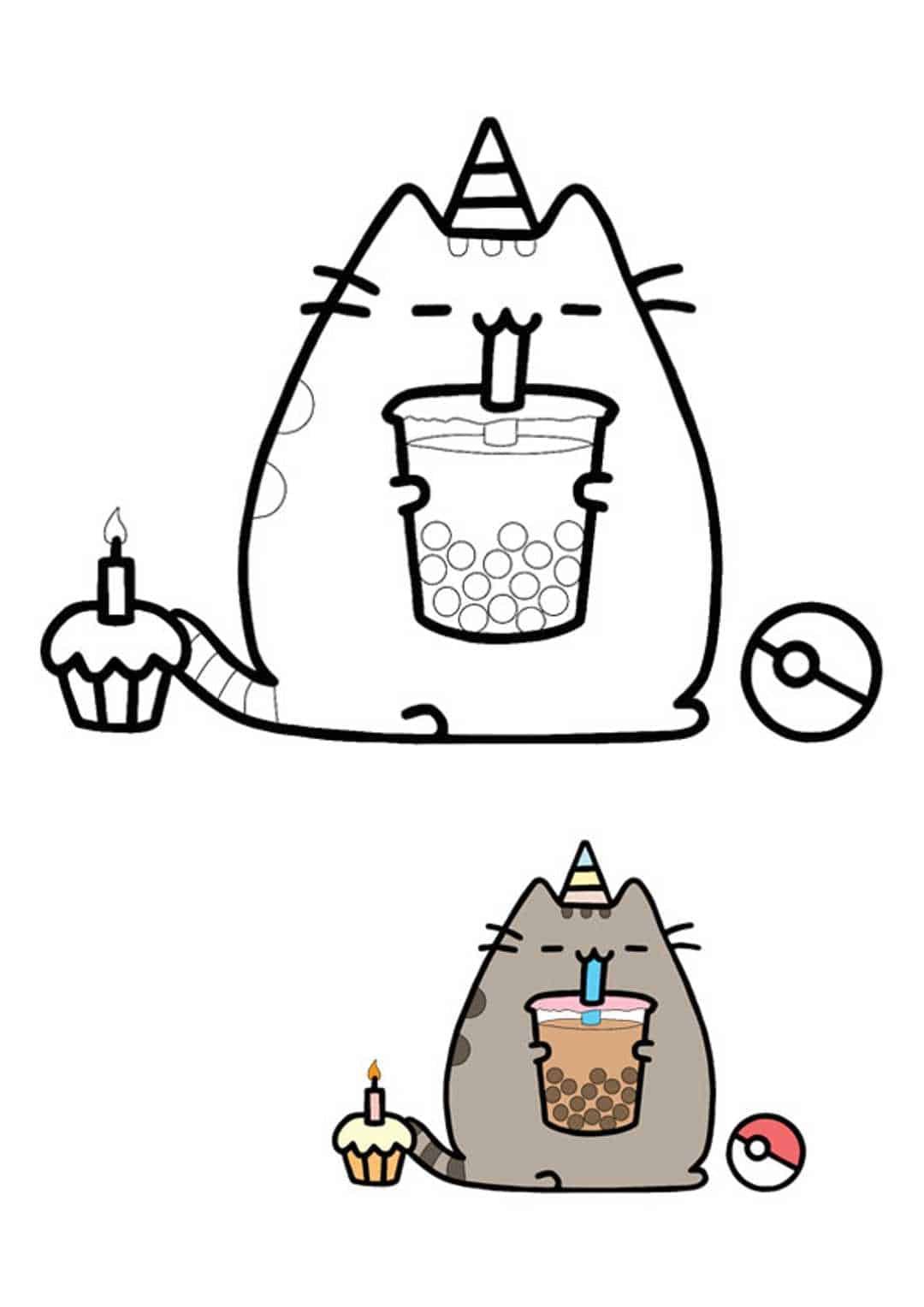 Pusheen unicorn coloring pages