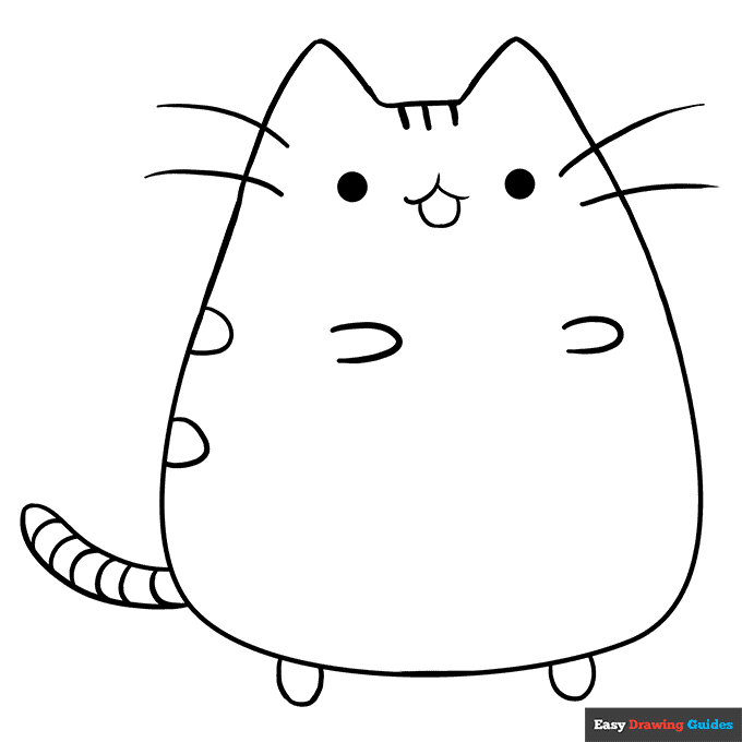 Pusheen cat coloring page easy drawing guides