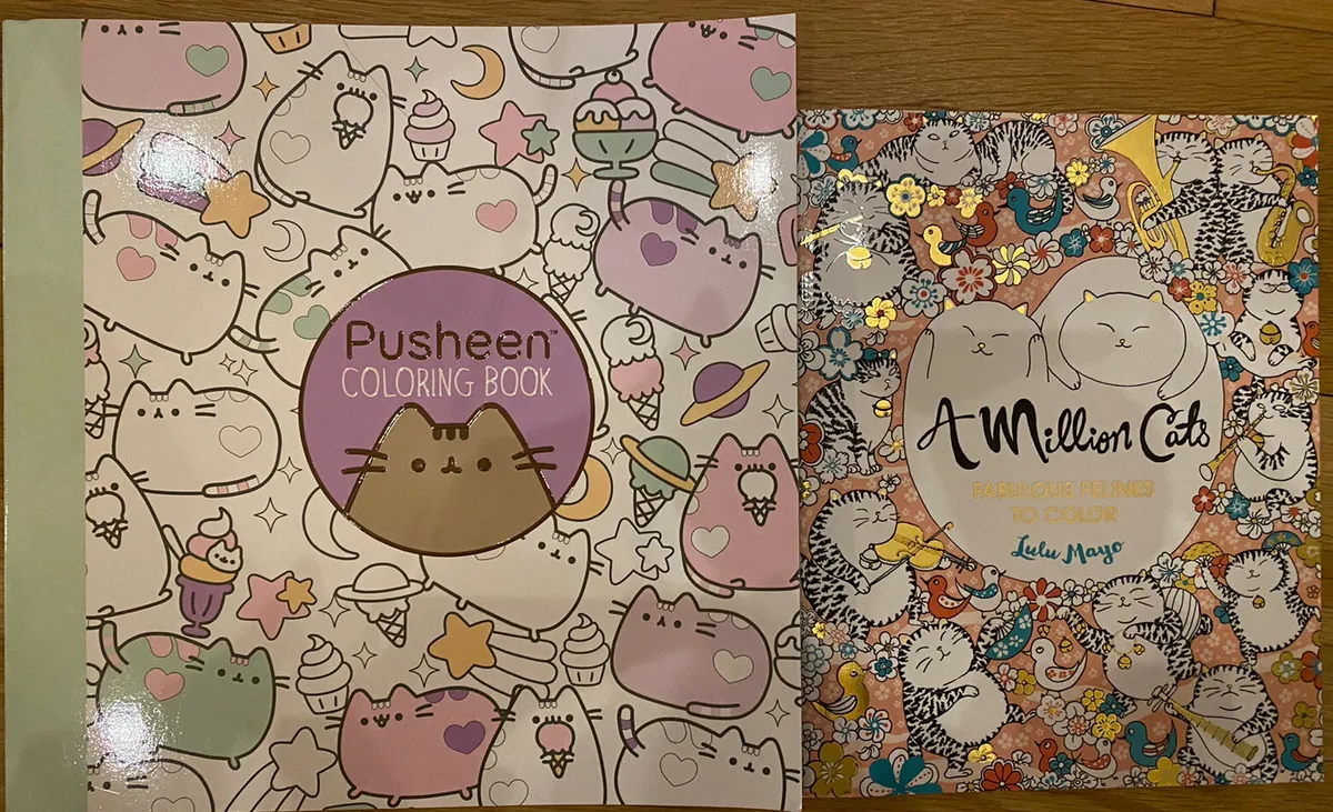 Cat themed coloring books pusheen lulu mayo