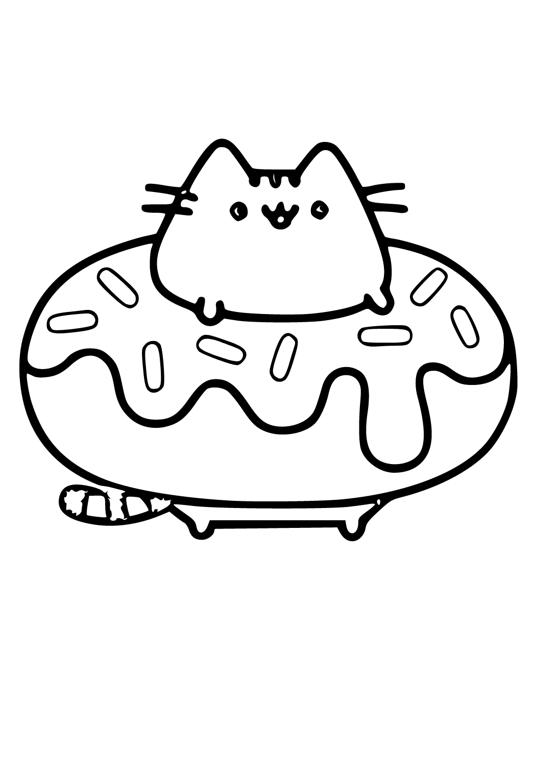 Free printable donut pusheen coloring page for adults and kids