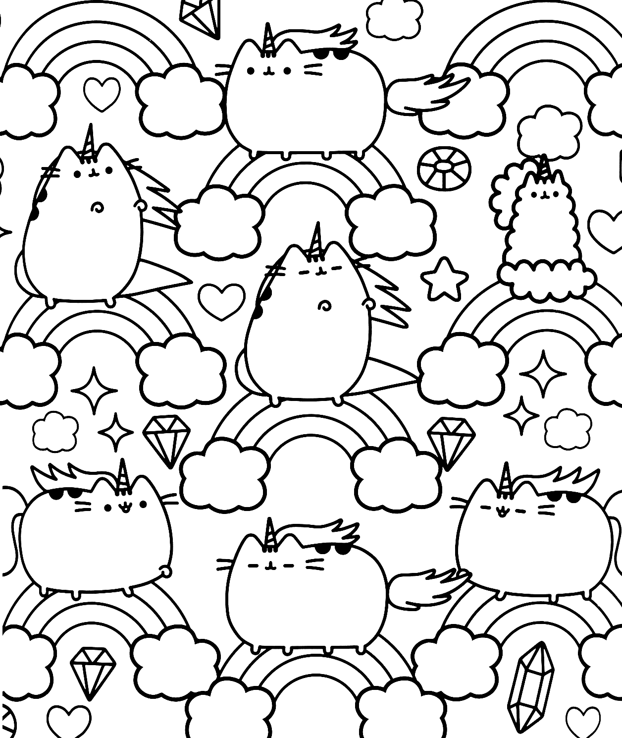 Pusheen coloring pages printable for free download