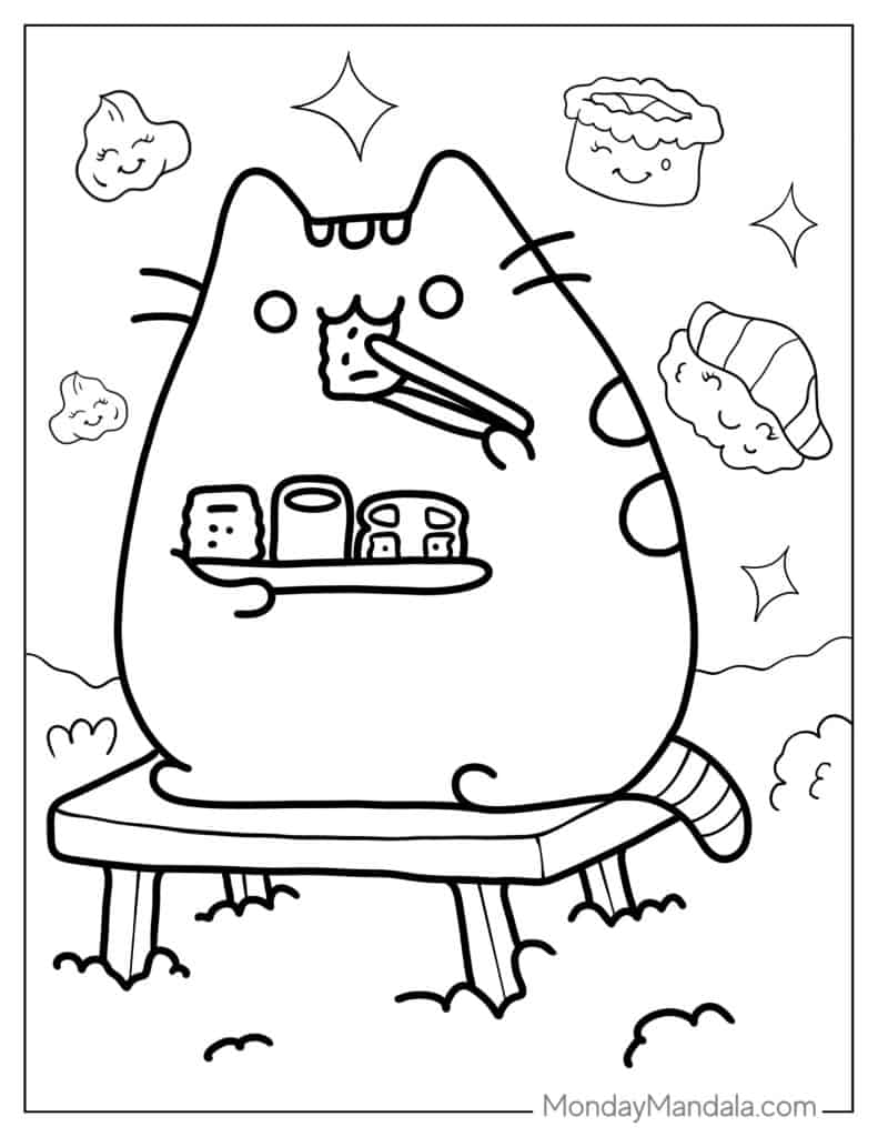 Pusheen coloring pages free pdf printables