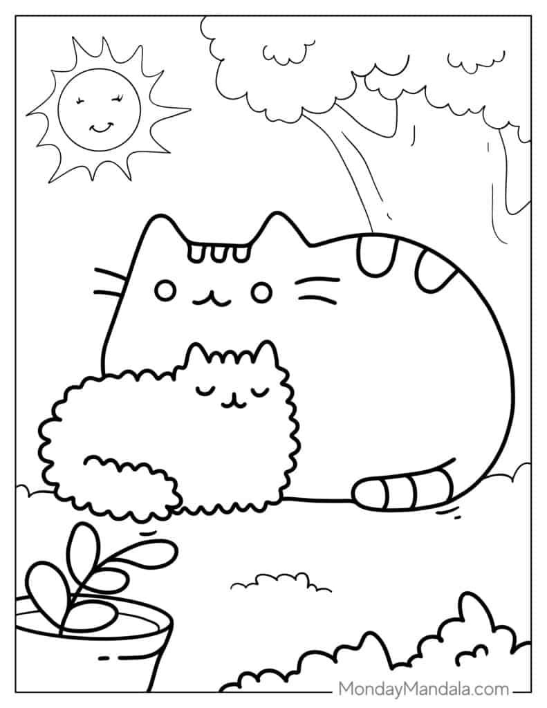 Pusheen coloring pages free pdf printables