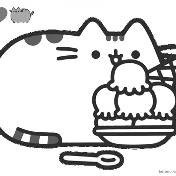 Pusheen coloring pages cute dinosaur hat