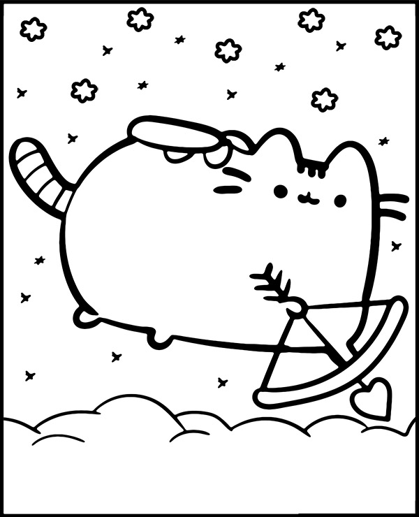 Amor coloring page pusheen