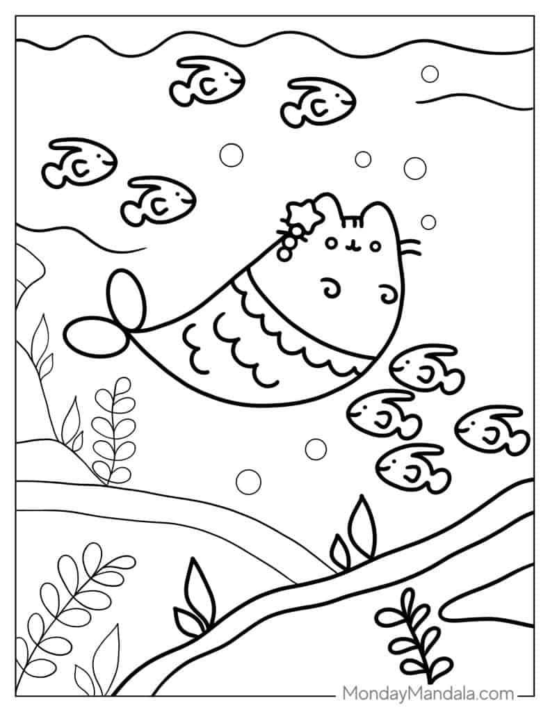 Pusheen coloring pages free pdf printables