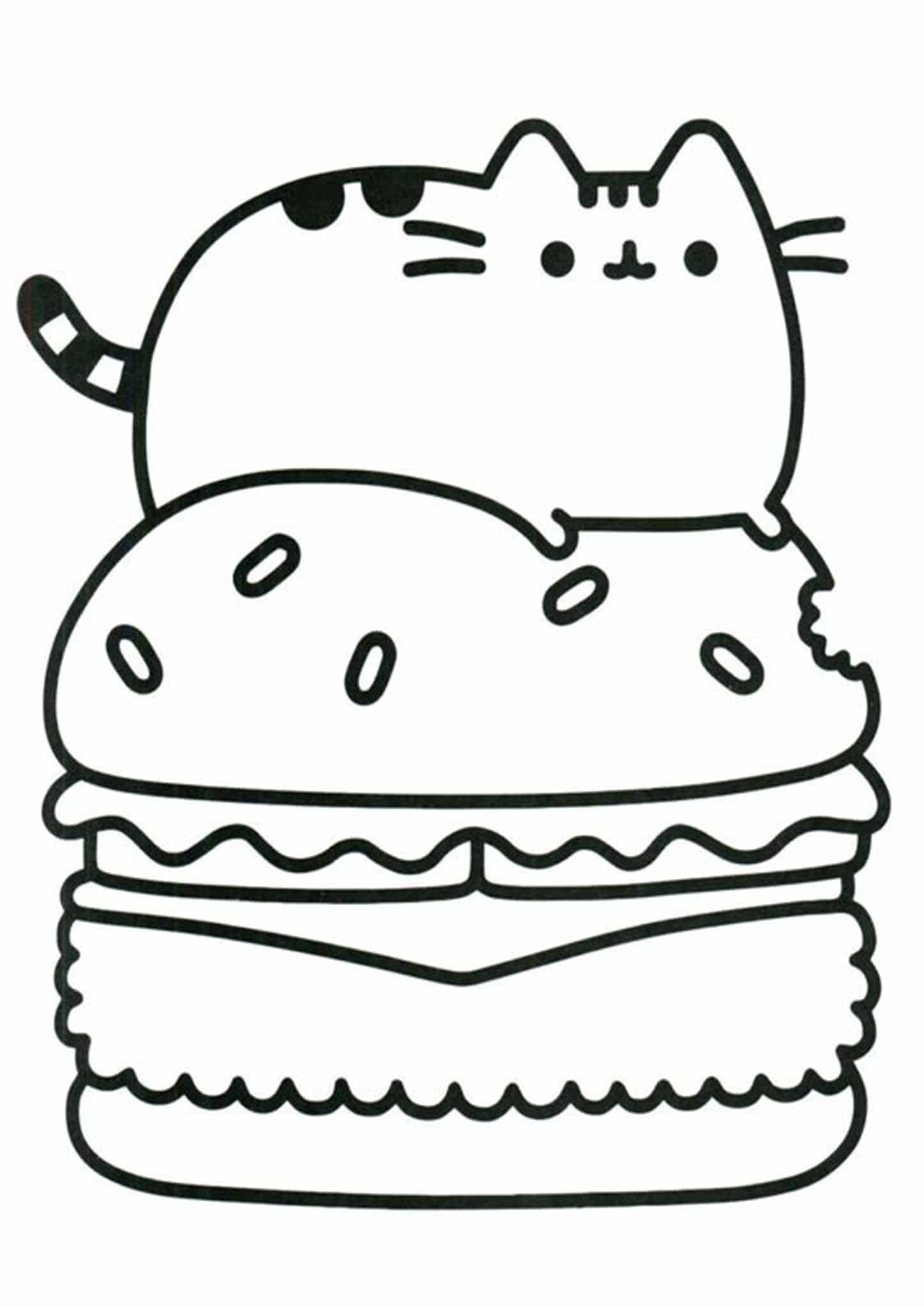 Free easy to print pusheen coloring pages