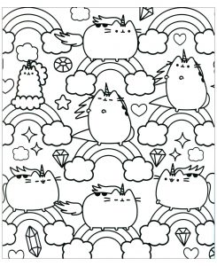 Pusheen coloring pages for adults kids