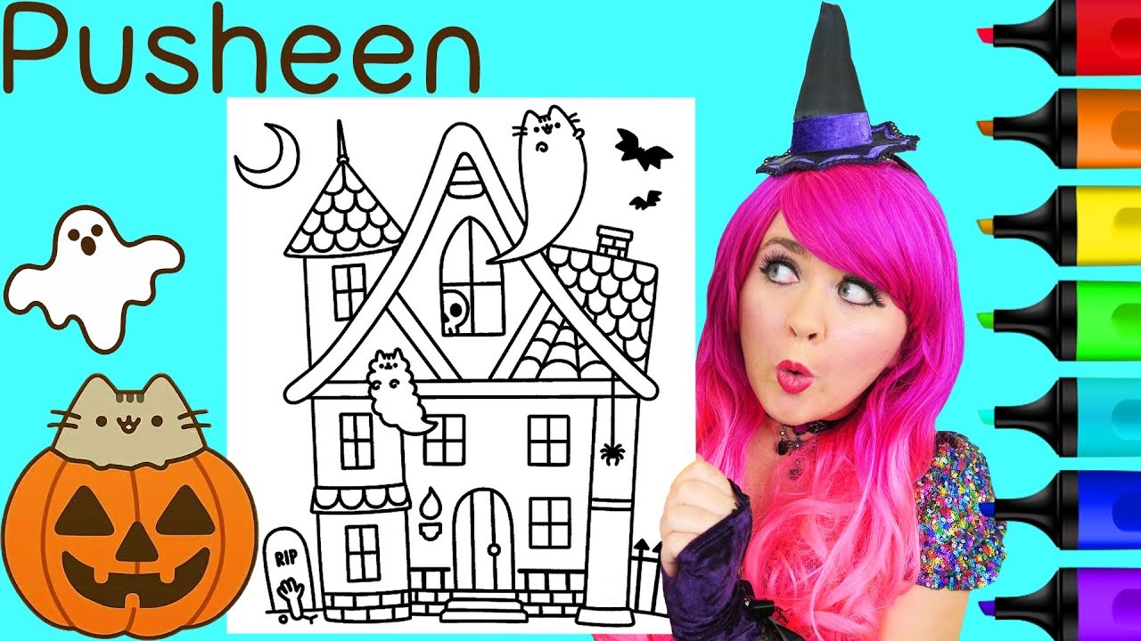 Coloring pusheen cat halloween coloring page prisacolor arkers kii the clown