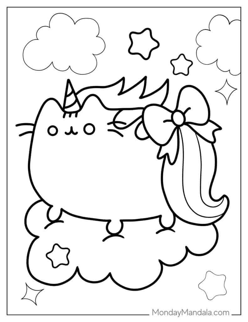 Pusheen coloring pages free pdf printables