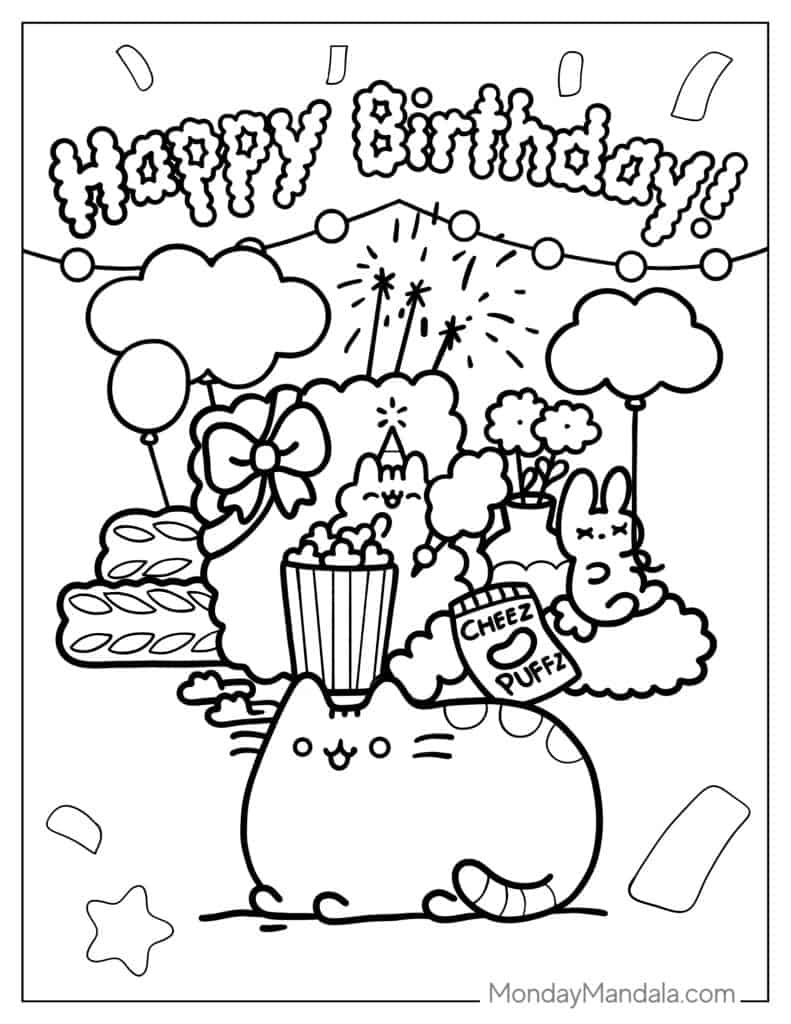 Pusheen coloring pages free pdf printables