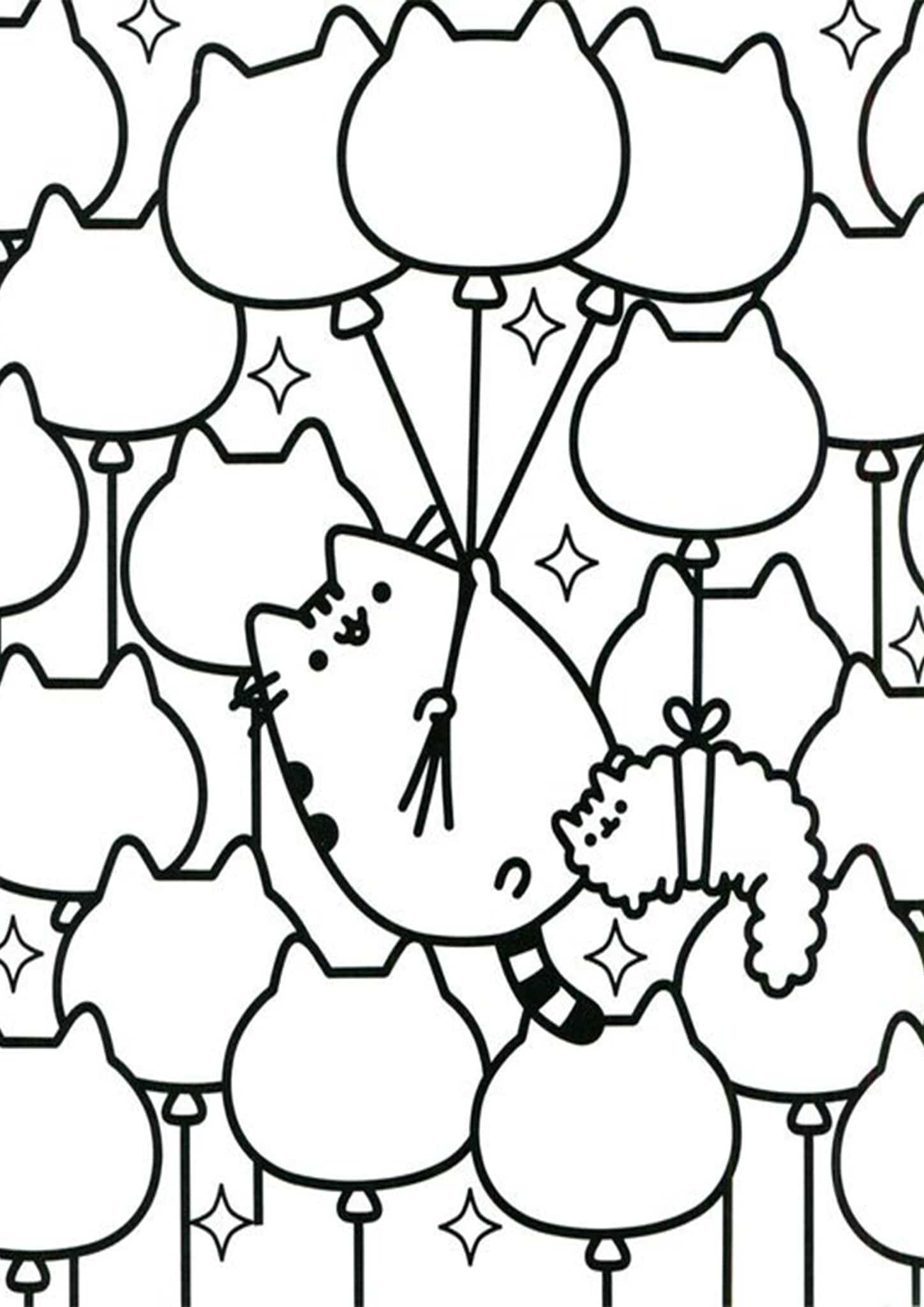 Free easy to print pusheen coloring pages