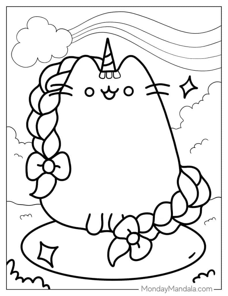 Pusheen coloring pages free pdf printables