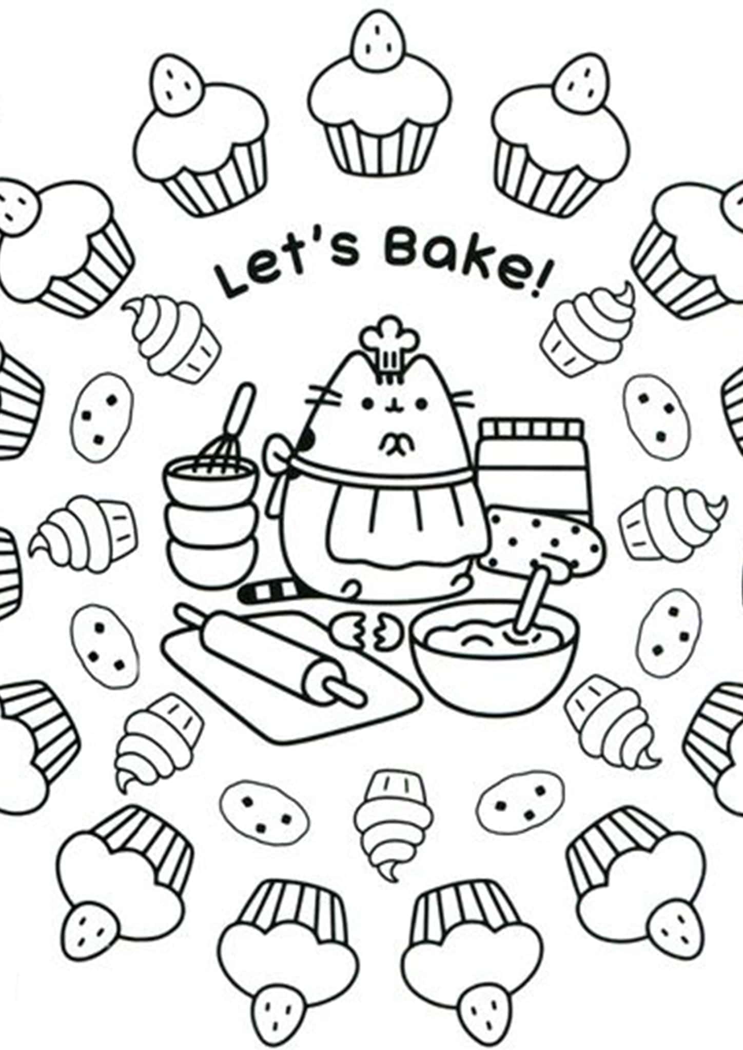 Free easy to print pusheen coloring pages