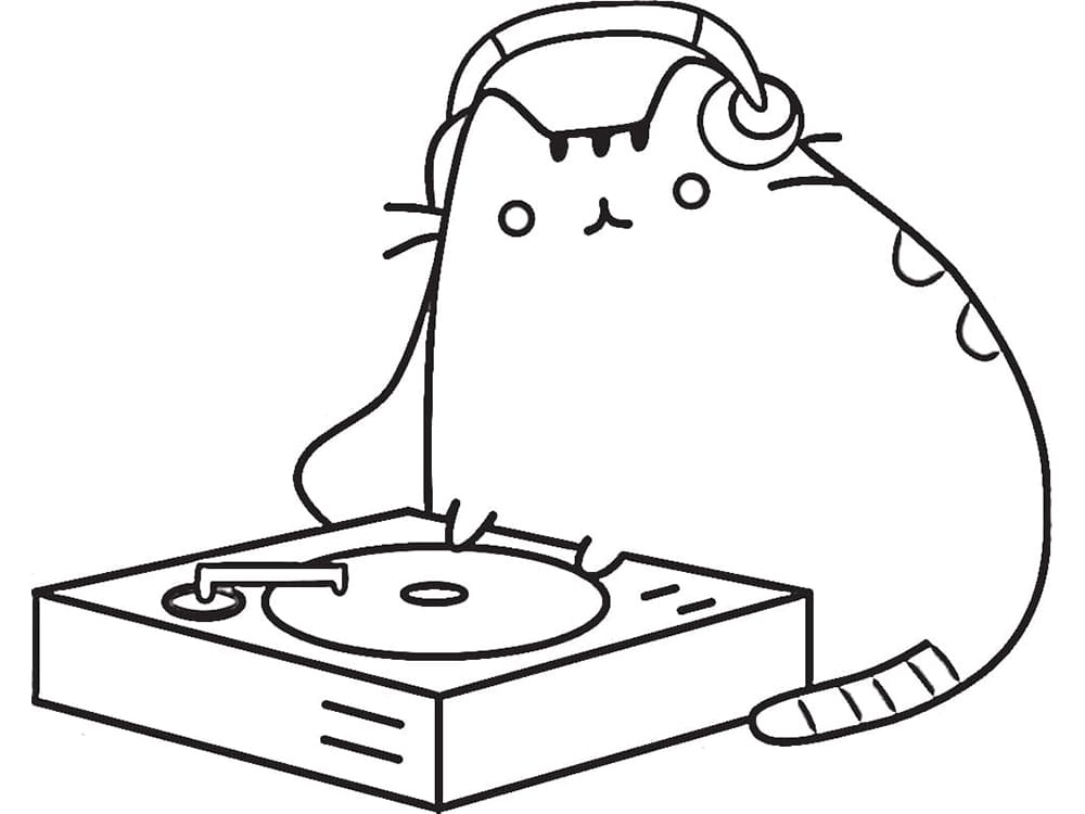 Music pusheen coloring page