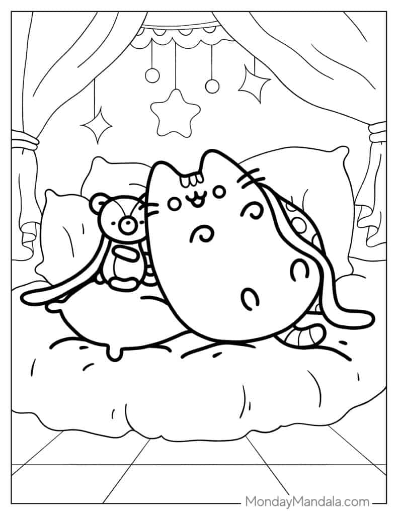 Pusheen coloring pages free pdf printables